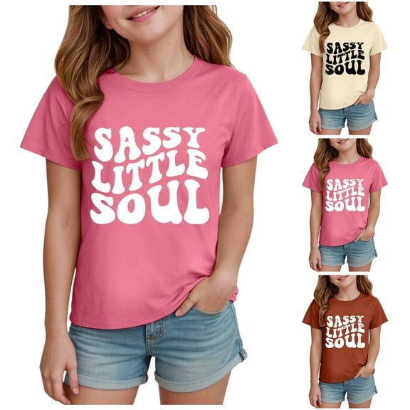 idosla Girls Short Sleeve T Shirts Kids Dandelion Print Summer Oversized Tops Trendy Crewneck Basic Soft Tees Preppy Clothes (Pink, 90)