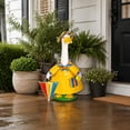 thumbnail image 3 of HWRETIE Lawn Goose Raincoat Outfit,Colorful Stripe Goose Clothes with Bucket Hat,Waterproof Duck Suit for 23" Statue, 3 of 7