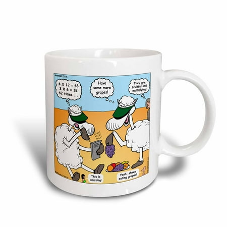 Grape Ceramic - 3dRose Jeremiah 23 01 06 Accounting Sheep Bible sheep fruitful multiply grapes fruit accounting sheep, Ceramic Mug, 11-ounce