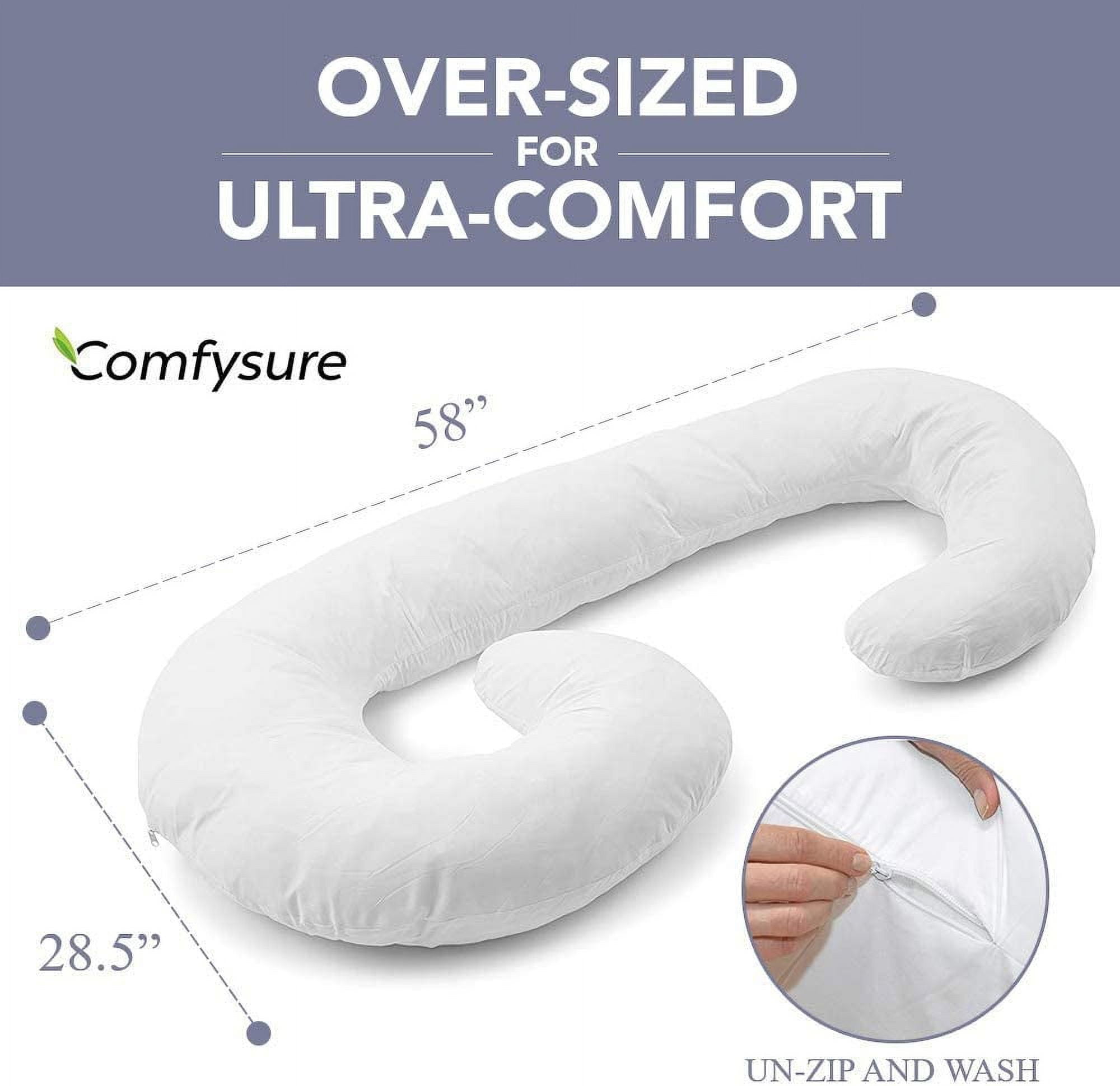 ComfySure Full Body Pregnancy Pillow - 58" J Shaped Maternity Pillow for Pregnant Women - Hypoallergenic, Comfortable, Plush and Therapeutic