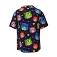 thumbnail image 6 of Lsque Owls And Hearts print Men's Cuban Collar Short Sleeve Shirt Summer Beachwear Casual Button Down Fashionable Vacation Leisure Shirt-3X-Large, 6 of 7