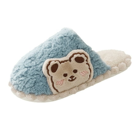 

LBECLEY Men S Slippers Plush Warmth Bear Slippers for Men Winter Warm House Slippers Slipper Socks for Men Indoor Mens Slippers Sky Blue 42-43