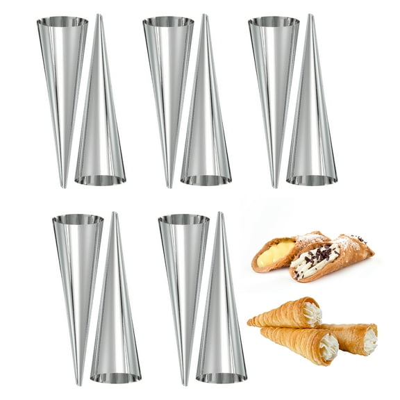 10pack Cream Horn Moulds, 5 Inch Stainless Steel Conical Shaped Horn Pastry Tube