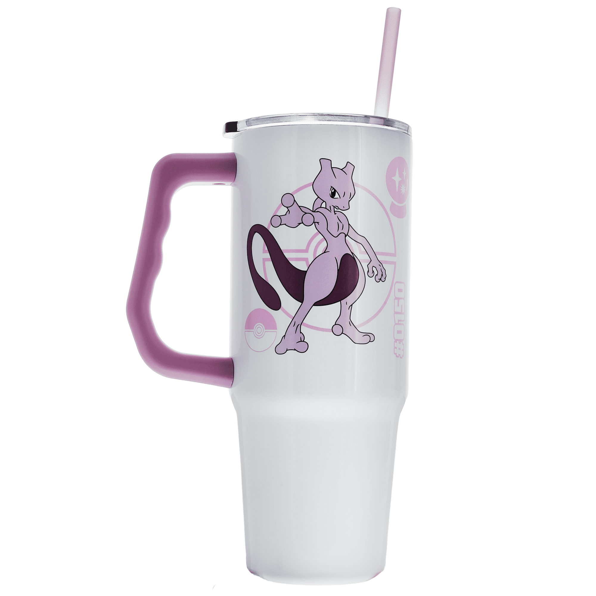 Pokemon Mewtwo & Type 30oz Stainless Steel Tumbler with Handle and Straw