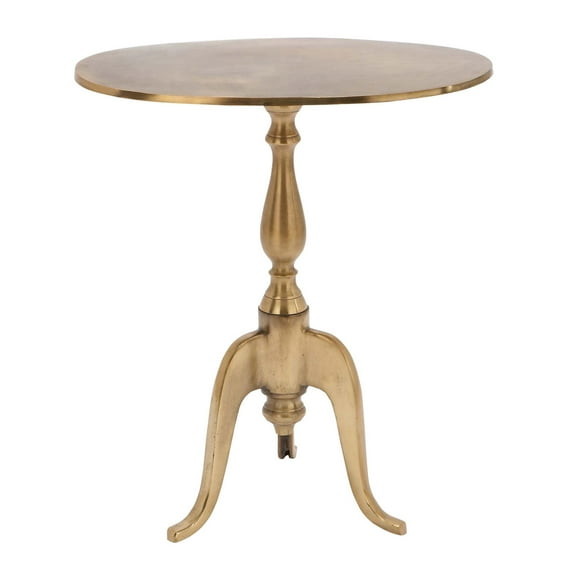 DecMode 19" x 21" Gold Aluminum Metal Small Accent Table with Scroll Legs, 1-Piece