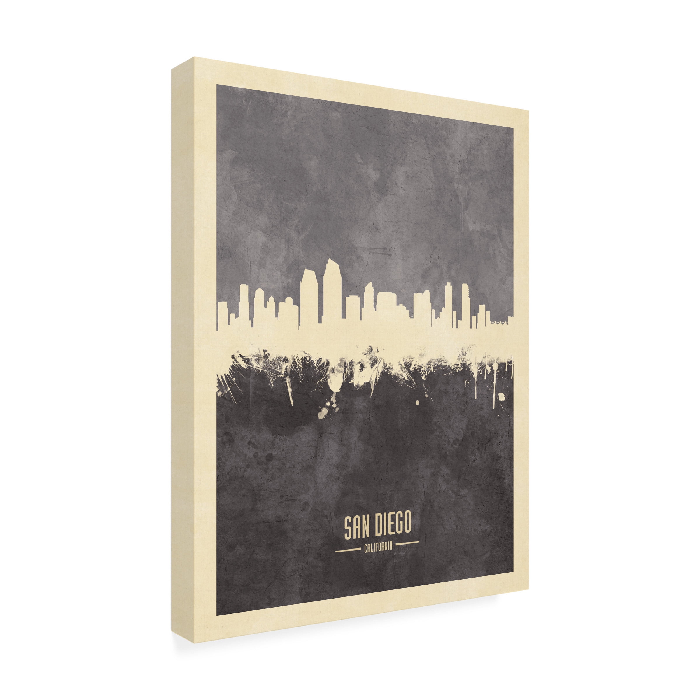 Michael Tompsett 'San Diego California Skyline Gray' Canvas Art