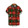 thumbnail image 5 of Men's Christamas Shirt Short Sleeve Button Down Blouses Casual Xmas Print Lapel Basic Tops 2025 Trendy Festival Gift (4XL, Watermelon Red), 5 of 5