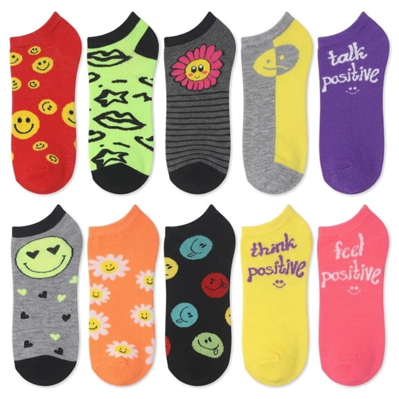 Tipi Toe Women's Playful Pattern Ankle Socks - Mega Value Pack (10 Pairs)