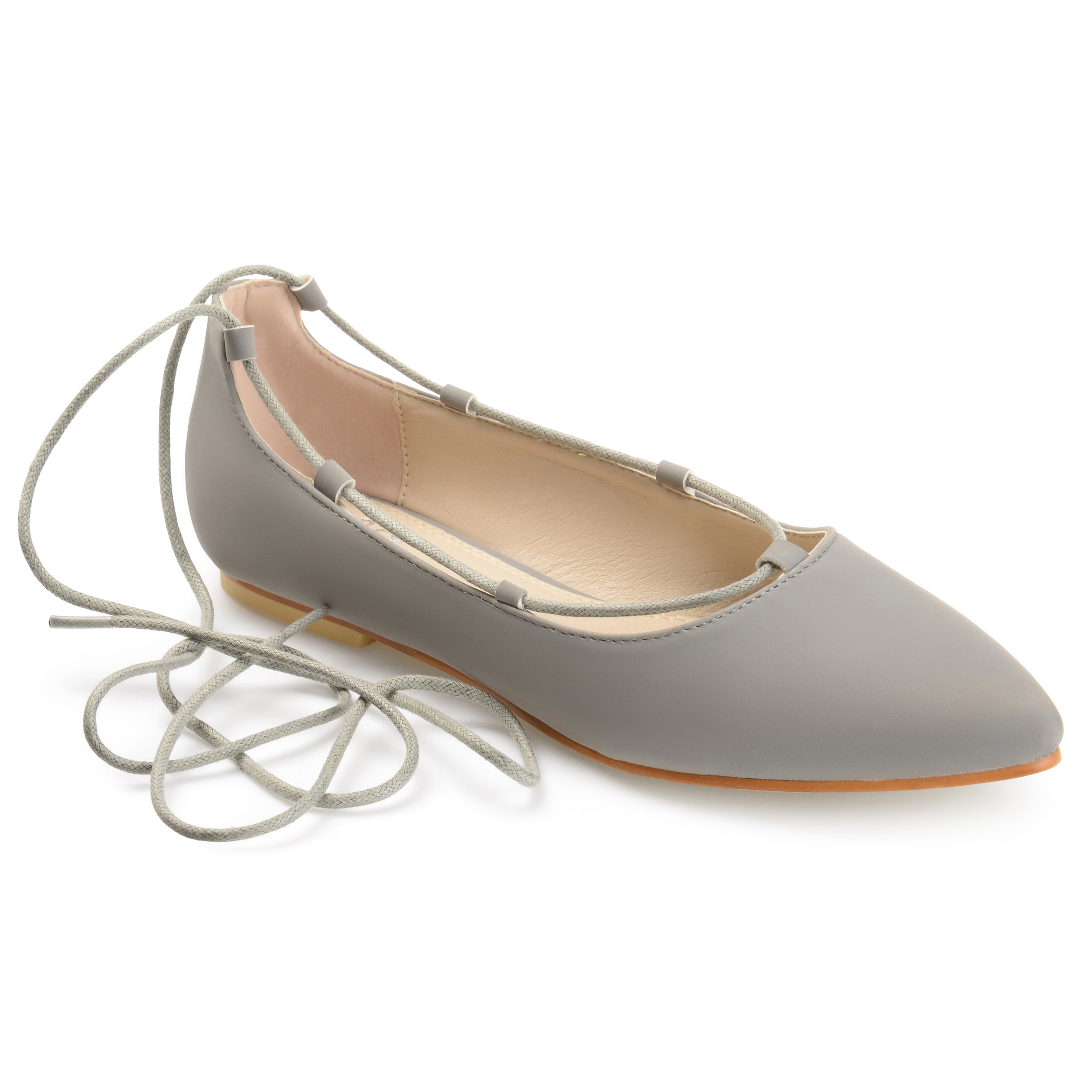 Womens Pointed Toe Lace-up Ballet Flats - Walmart.com