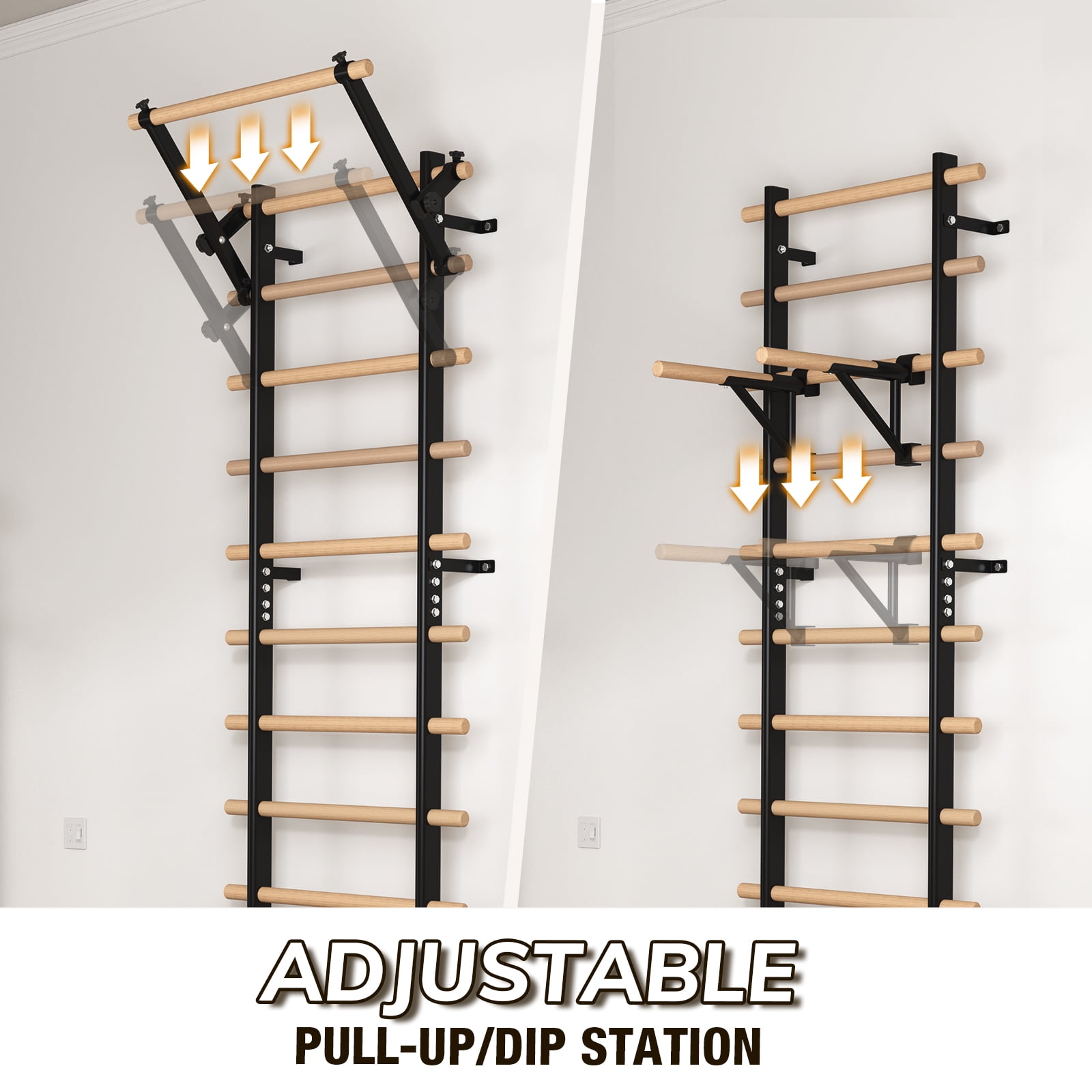 Syedee Swedish Ladder Stall Bar, Wall-Mounted Multifunctional Gym for Home Fitness, Kids Climbing and Stretching