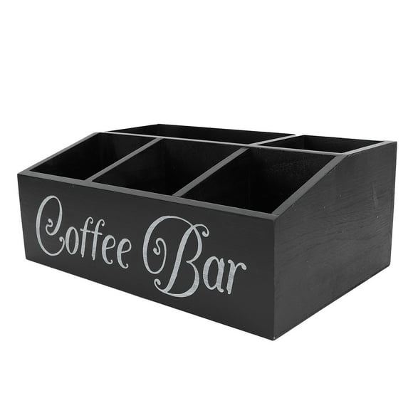 Coffee Station Organizer, Wooden Coffee Pods Holder Storage Basket Odorless Black for Countertop