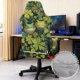 thumbnail image 3 of SCRAWLGOD St. Patrick's Day Frog Four Leaf Clover Print Print Gaming Chair Cover with Armrest Cover, Computer Chair Protector with Stretchy Bottom Non Slip Rotating Chair Slipcover for Home Studio, 3 of 7