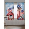 thumbnail image 5 of 4th of July Sheer Curtains 72 inches Long, US Flag Butterfly Bird Flower Wooden House Light Filtering Sheer Window Curtains Rod Pocket Voile Drapes for Bedroom Living Room, 52"W x 72"L 2 Panels, 5 of 7