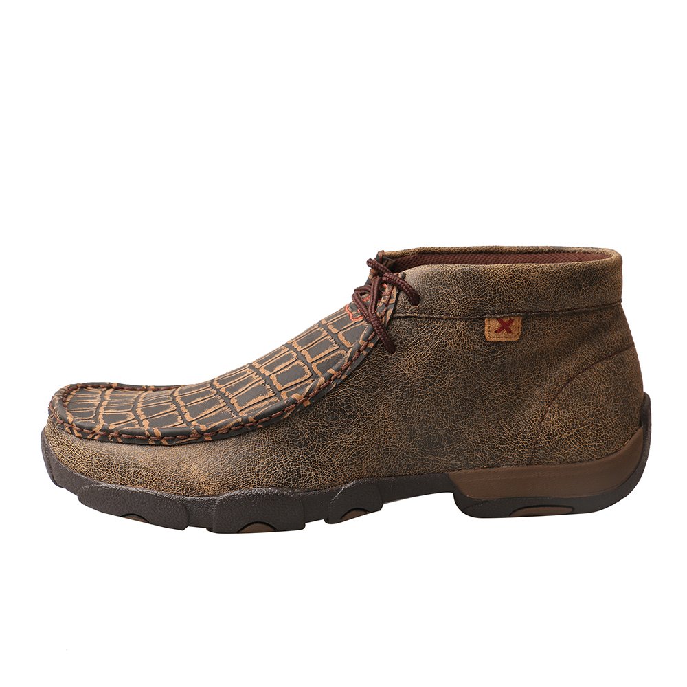 Twisted X Men Driving Moc 13 Brown Leather Croc Print Chukka Distressed Western Twisted X Men main image 4