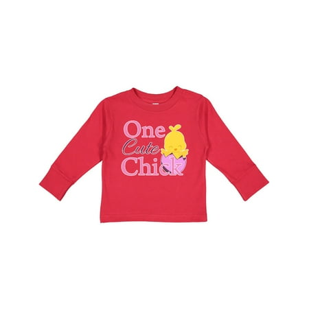 

Inktastic One cute chick Gift Toddler Toddler Girl Long Sleeve T-Shirt