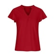 thumbnail image 4 of Pntutb Clothes,Womens Loose Casual Short Sleeve V-Neck Solid Casual Blouse T-Shirt Tunic Tops, 4 of 6