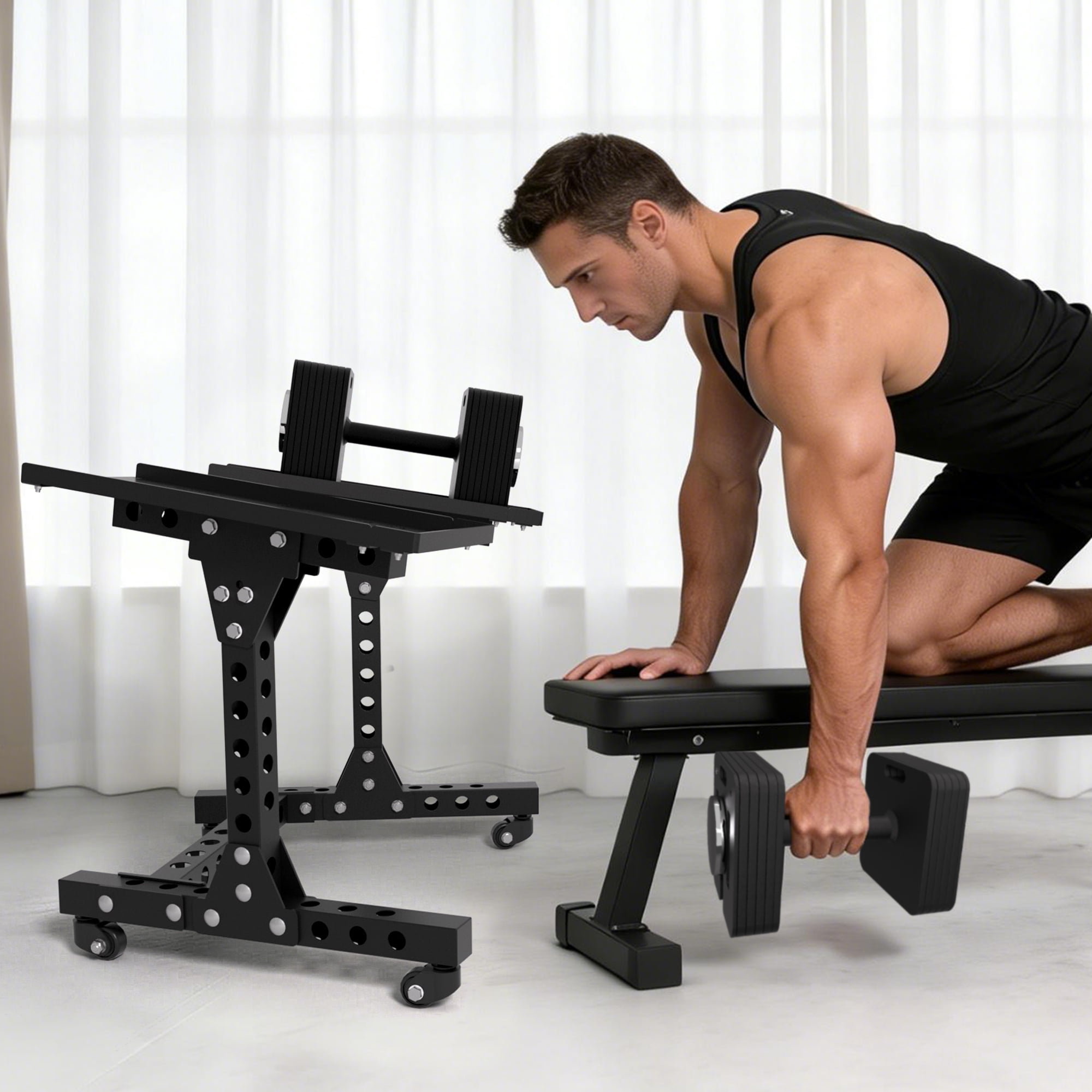 ARVIVO Adjustable Dumbbell Rack & Weight Rack up to 440 lbs Home GYM for Dumbbells with Bases Space Saving Design Small