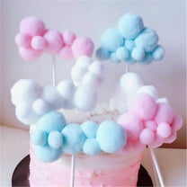 HONITANO Round Cloud Topper 6Pcs Yarn for Birthday Cake Decoration Supplies