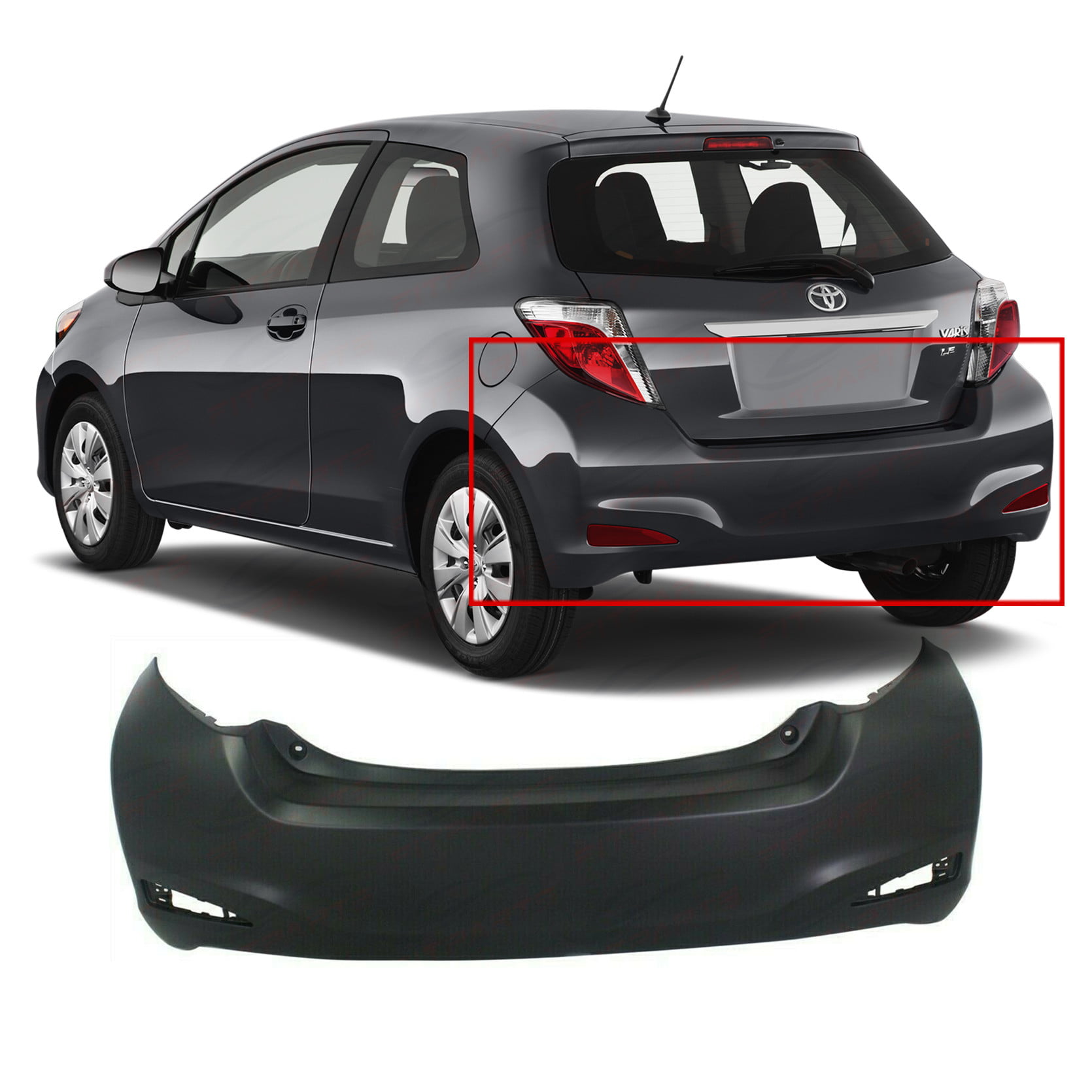For 2012-2014 Toyota Yaris Pair Driver and Passenger Side Rear Bumper Reflector CAPA Certified TO1184103 TO1185103 Replaces 52164-52100 52163-52100 ;L|LE; for Hatchback