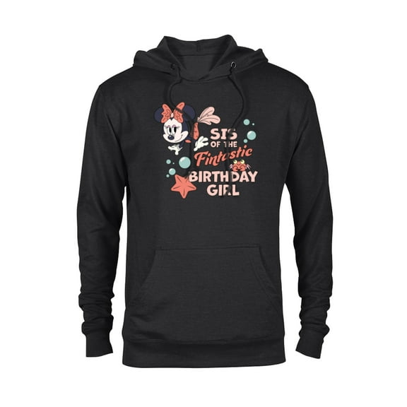 Disney Minnie Mouse Mermaid Sis of the Birthday Girl - Pullover Hoodie for Adults - Customized-Black