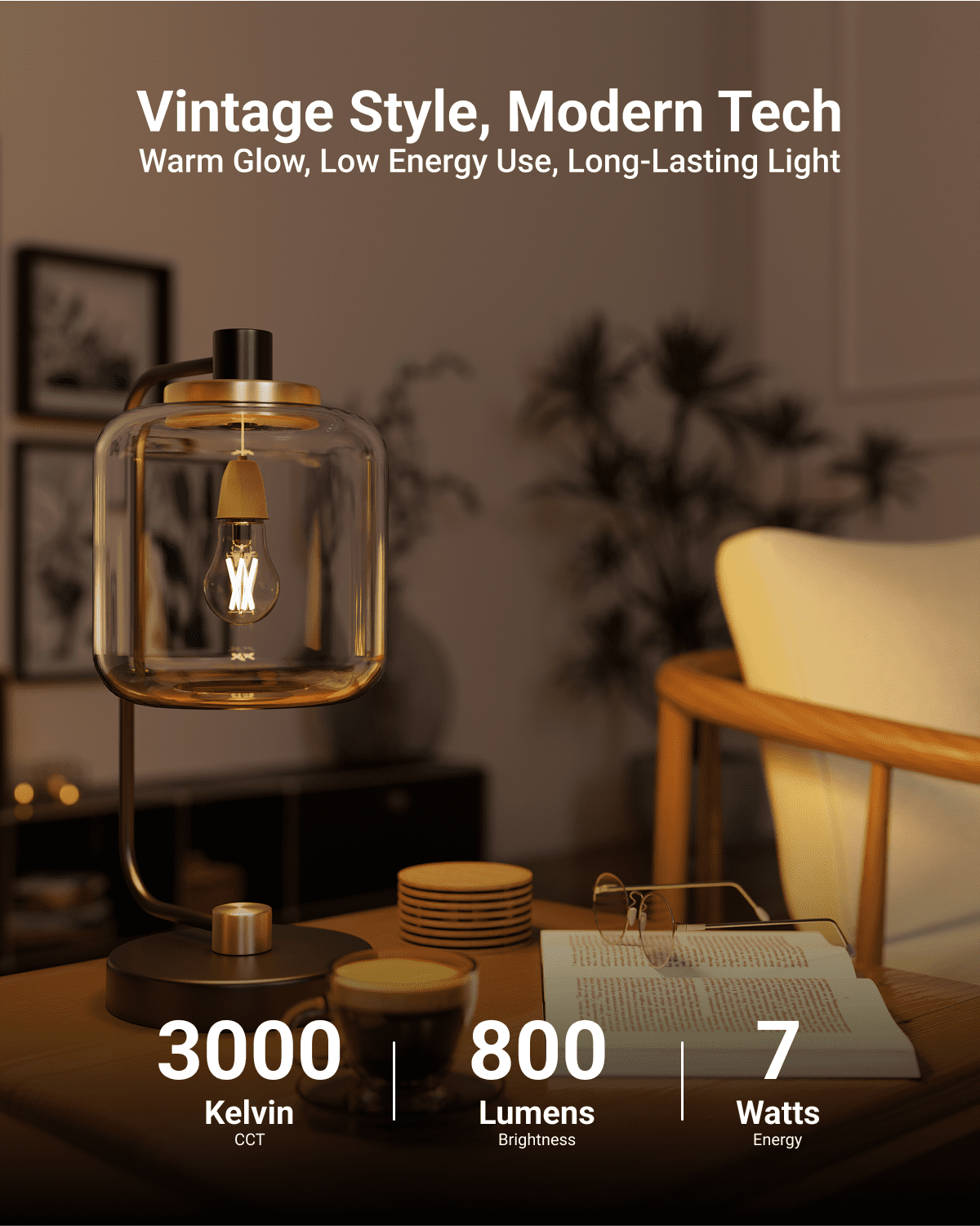 Sunco 6 Pack LED Light Bulbs A15, 7W=60W, 3000K Warm White, 800 LM, Dimmable Decorative Edison Vintage Bulbs, Indoor Outdoor, E26 Medium Base