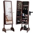 thumbnail image 1 of Costway Mirror Jewelry Cabinet Armoire Storage Organizer Shelf Rack Brown, 1 of 10