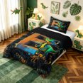 thumbnail image 3 of meiyoeat Dinosaur Letter E Print Twin Comforter Sets for Boys Girls, Cartoon Dino Graffiti Bedding Set, Black Reversible, 2pcs, 1 Comforter and 1 Pillowcase, 3 of 6