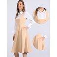 thumbnail image 2 of DARING DIVA Women's Lace Trim Button Overalls Midi Vintage Pinafore Dress L Beige, 2 of 6