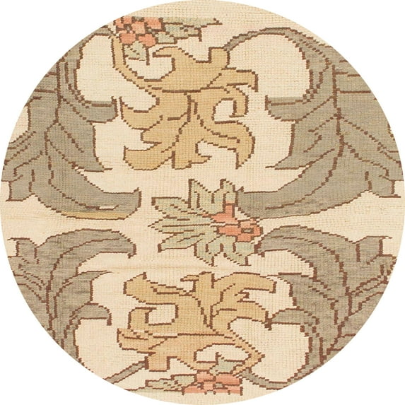 Ahgly Company Indoor Round Abstract Brown Gold Abstract Area Rugs, 5' Round