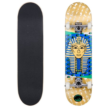 Cal 7 Egyptian Pharaoh Complete Skateboard, 8 Inch Deck with 52mm 99A Wheels, 5.25 Trucks & 7 Ply