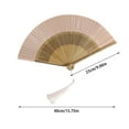 thumbnail image 3 of Handmade Oriental Paper Fans - Carved Design With Tassels, Silk Fabric, Decor For Home/Wedding/Party, 3 of 5
