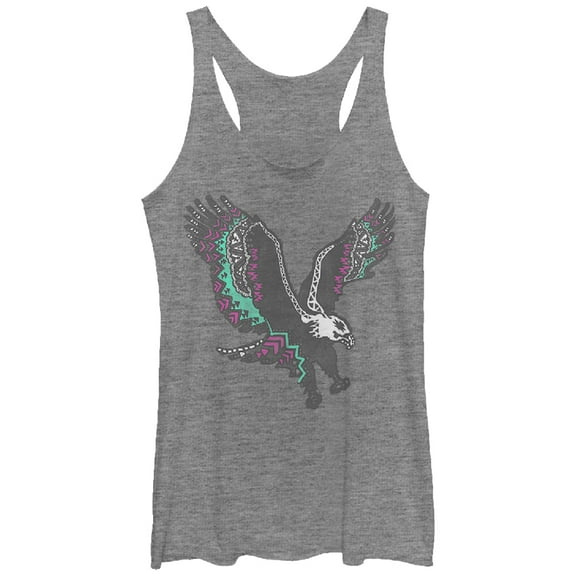 Women's Lost Gods Print Eagle Racerback Tank Top Gray Heather Large