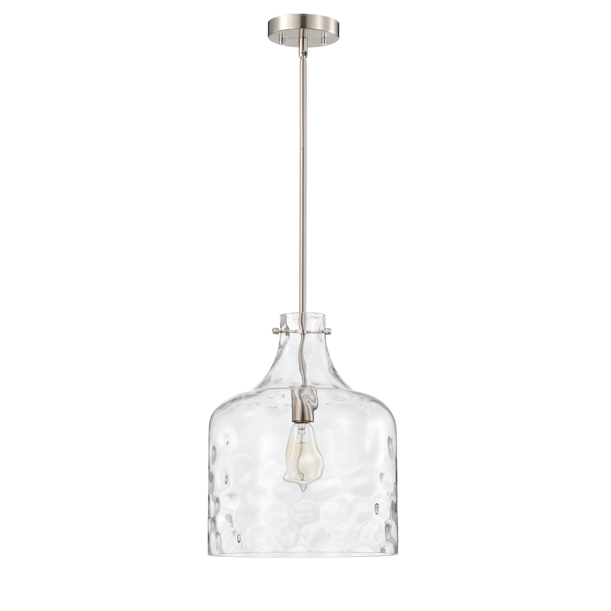 Daelan 12 in. 1-Light Indoor Satin Nickel Finish Pendant Light