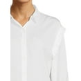thumbnail image 4 of Time and Tru Women's Ruffle Sleeve Button Front Blouse, 4 of 5