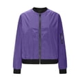 thumbnail image 4 of Zip Up Casual Jacket for Women Oversized Long Sleeve Coat Light Windbreaker With Ribbed Cuffs Pockets Purple L, 4 of 8