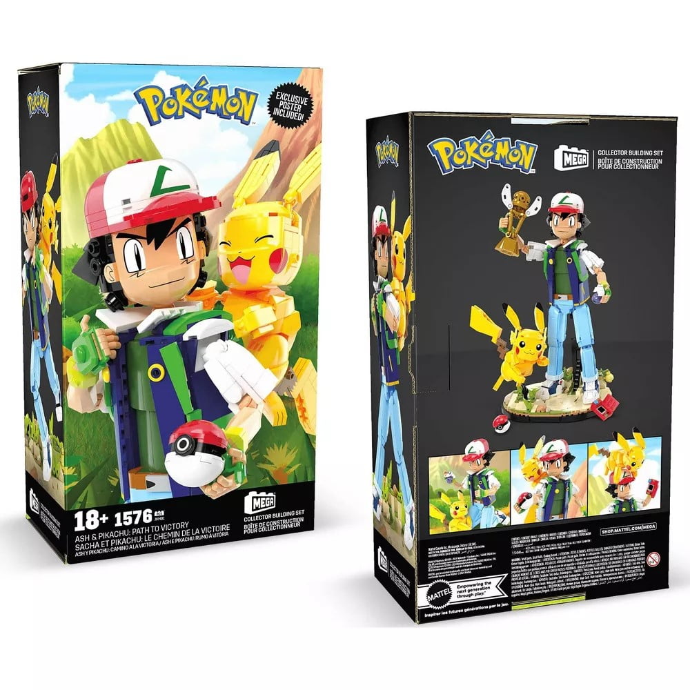 Mega Construx Pokemon Ash & Pikachu: Path to Victory Building Toy Kit for Collectors