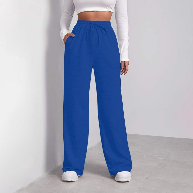 Qcmgmg Petite Sweatpants for Women with Pockets Fleece Lined High Waisted  Women's Sweat Pants Casual Wide Straight Leg Womens Jogger Pants Clearance
