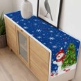 thumbnail image 4 of Navy Blue Christmas Table Runner 36 Inches Long Farmhouse Dress Scarves, Snowman Xmas Tree Ball Snowflake Dining Tablerunner for Coffee Table/Kitchen Island/Party Décor, Small 13" x 36", 4 of 8