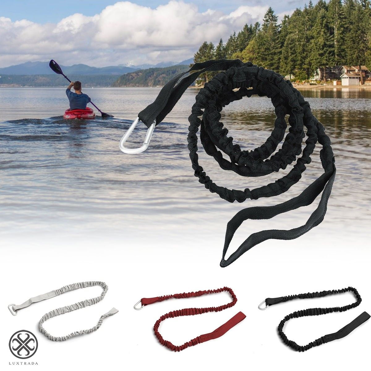 Strong Elastic Paddle Leash Safety Rod Nylon Paddling Safety Leash with Plastic Carabiner for Kayaking Canoeing Surfing Strong Elastic Paddle Leash Safety Rod Nylon Paddling Safety Leash with Plastic Carabiner for Kayaking Canoeing Surfing