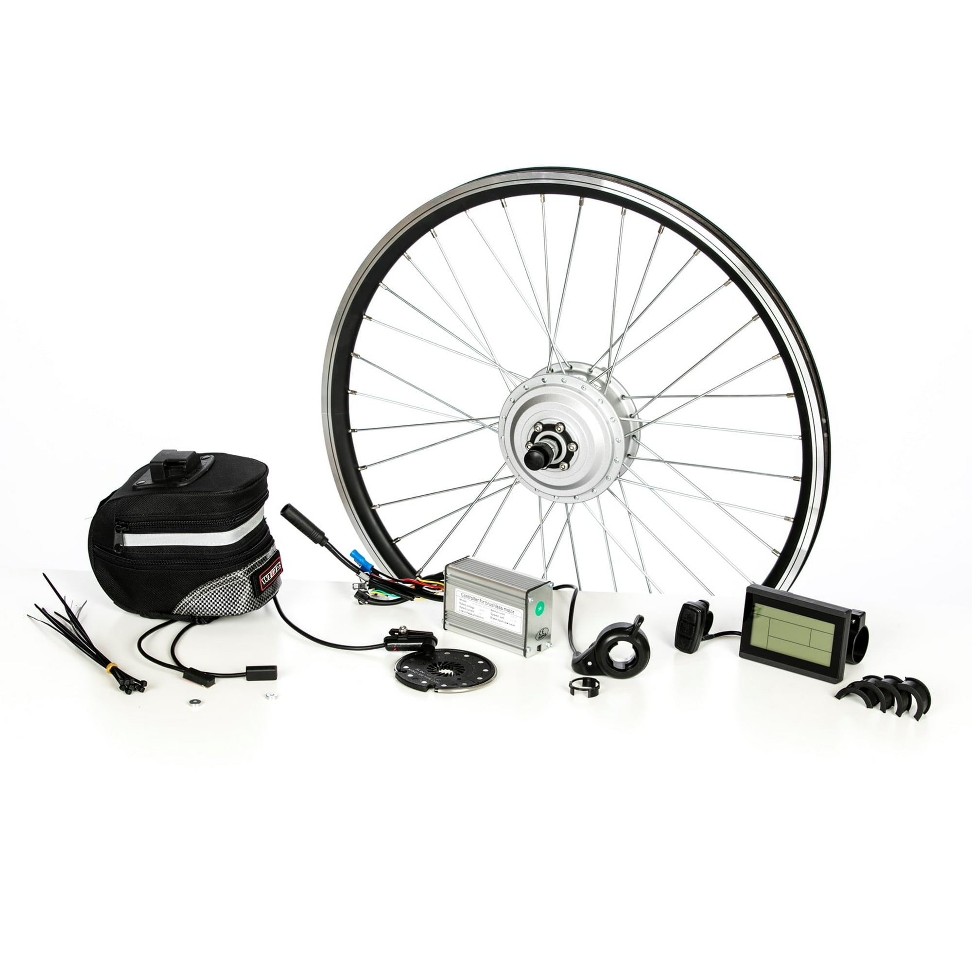 ENVO Ebike KIT 500W Velo Electrique E Velo KIT de Conversion Complet Moyeu avant Moteur Batterie Downtube Li Ion LCD 24x4in Jante de Neige Ou de Pneu de Plage 24in Jante de Graisse