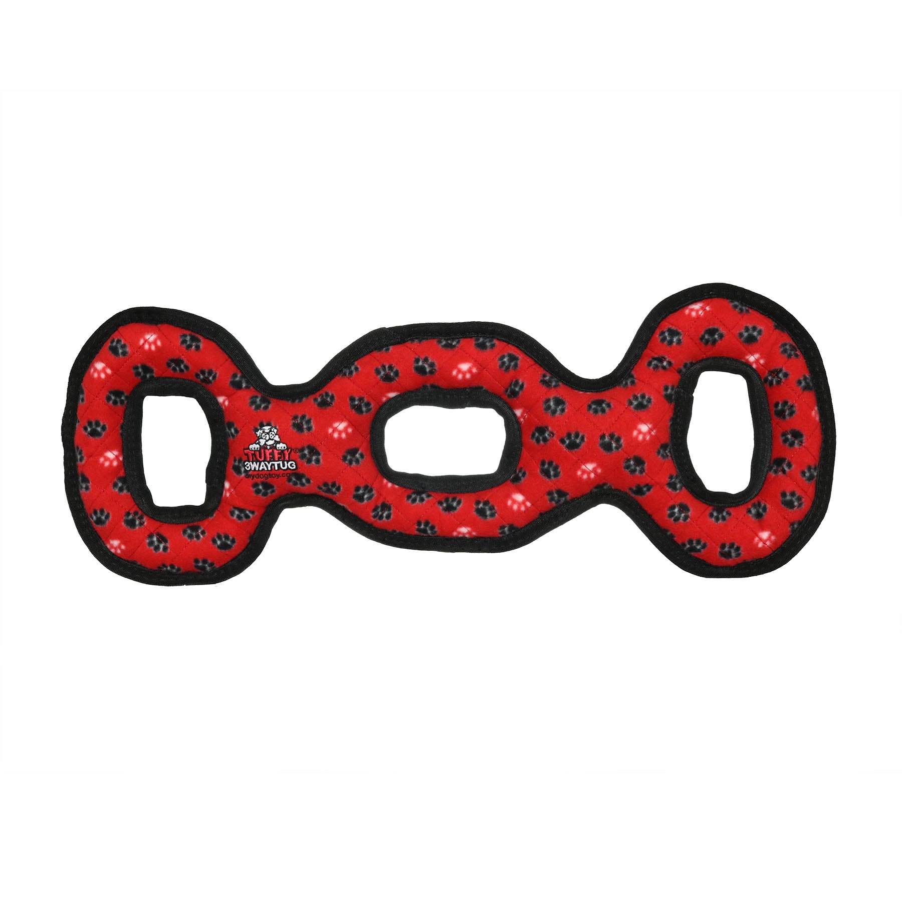TUFFY® Ultimate 3WayTug Red Paw, 2-Pack, Durable Plush Squeaky Dog Toys