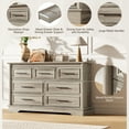 thumbnail image 4 of Holliwill Dresser Nightstands Set, 4 Pieces Bedroom Furniture Set, Wide 7 Drawer Dresser, Tall 6 Drawer Dresser and 2 Drawer Nightstand, Rustic Grey, 4 of 11