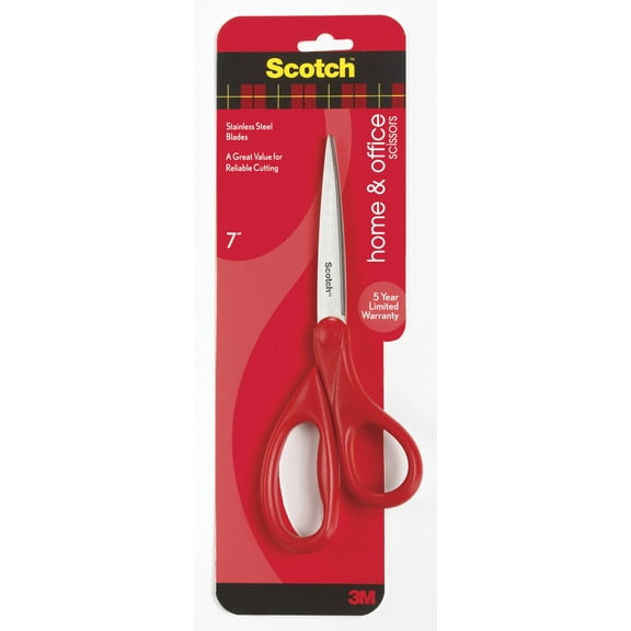 Scotch Home and Office Scissors, 7 Inches, Straight, Red