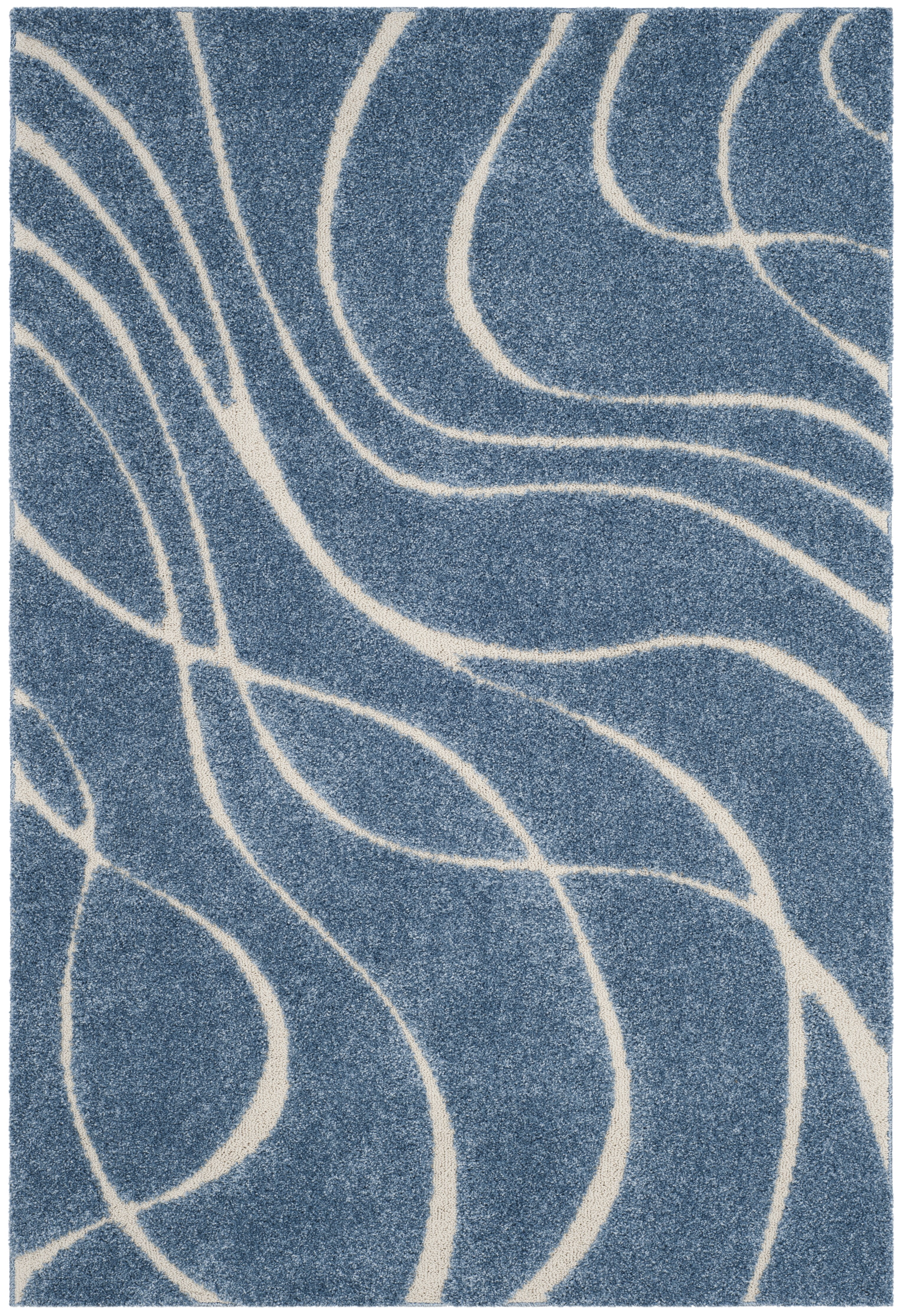 Safavieh Florida Tamzen Abstract Shag Area Rug, Light Blue/Cream, 6' x 8'