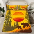 thumbnail image 2 of Manfei Natural Landscape Sunset Full Size Sheets,Wild Animal Bear Bed Sheets,Tropical Plant Pine Sheet Sets For Boys Girls,Microfiber Bedroom Decor,4 Pieces, 2 of 7