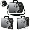 thumbnail image 3 of LSS 15.6 inch Laptop Sleeve Bag Notebook with  Side Pocket, Soft Carrying Handle & Removable Strap for 14" 15" 15.4" 15.6" - Gray Black Swirl Floral, 3 of 3