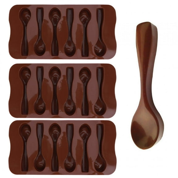 Silicone Chocolate Moulds, 3Pcs DIY Non Stick Silicone Spoon Shaped Cake Chocolate Baking Mould Reusable Baking Moulds Kitchen Utensils