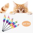 thumbnail image 4 of Jugue interactivo para gatos palo de plumas de colores para gatitos Ehuebsd divertido palo de entrenamiento para mascotas Color aleatorio, 4 of 9