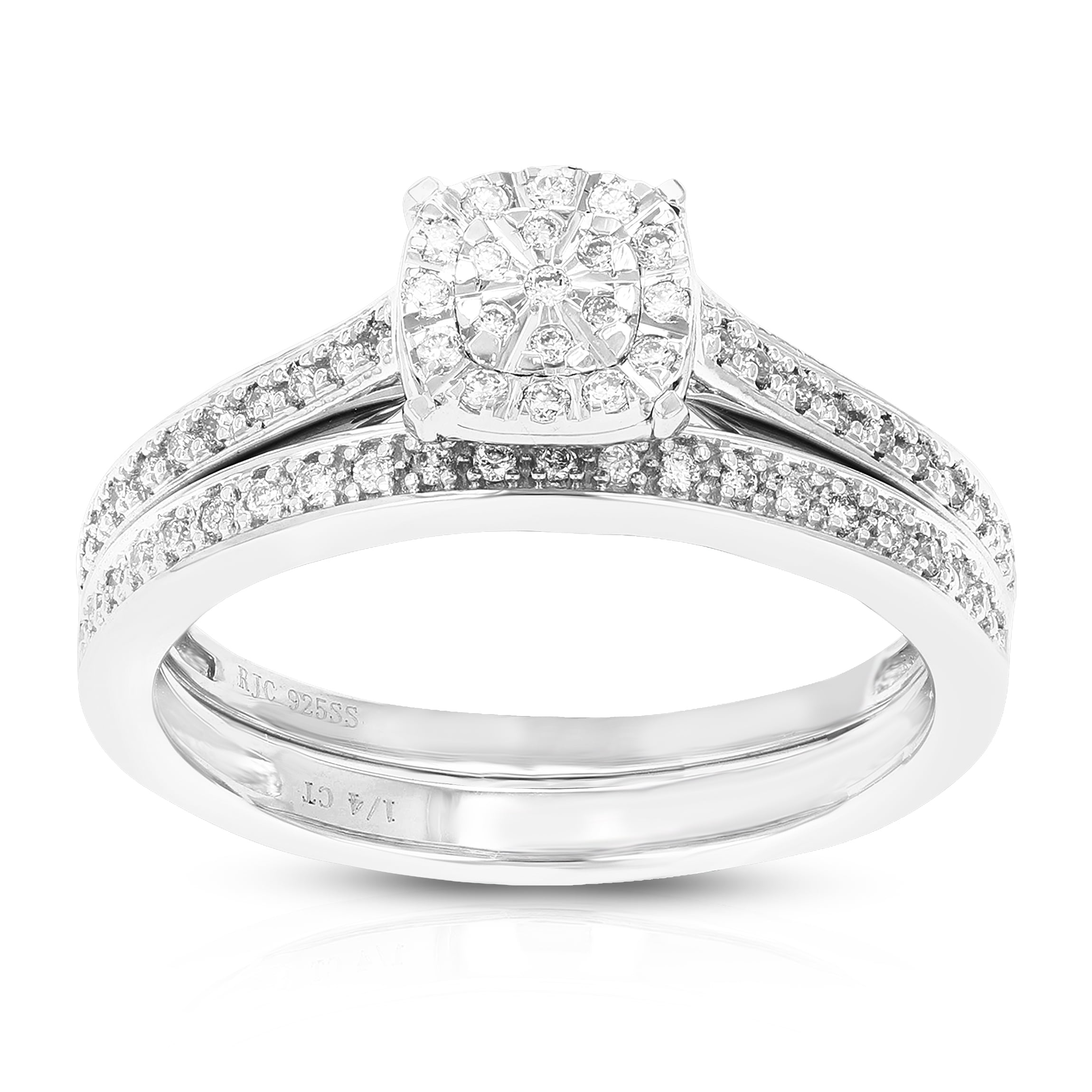 1/4 CTTW Wedding Engagement Ring Bridal Set, Round Lab Grown Diamond ...