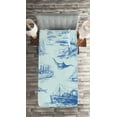 thumbnail image 2 of Ambesonne Nautical Quilted Coverlet 2 Pcs, Wildlife Shark Boat, Twin Size, Pale Blue Blue, 2 of 2
